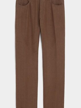 Todd Snyder Straight Fit 5-Pocket Linen Pant Sz 34/32 Cigar color Bin#26